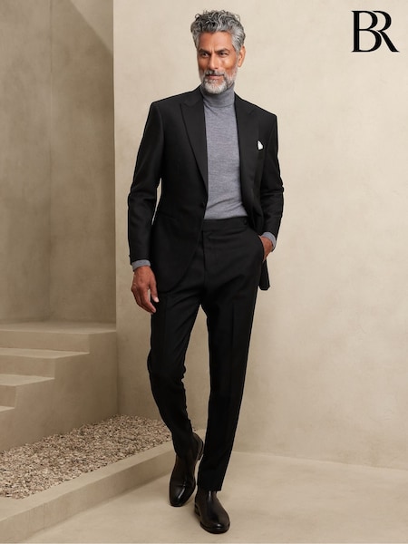 Banana Republic Black Barathea Tuxedo Trousers (K32443) | £195