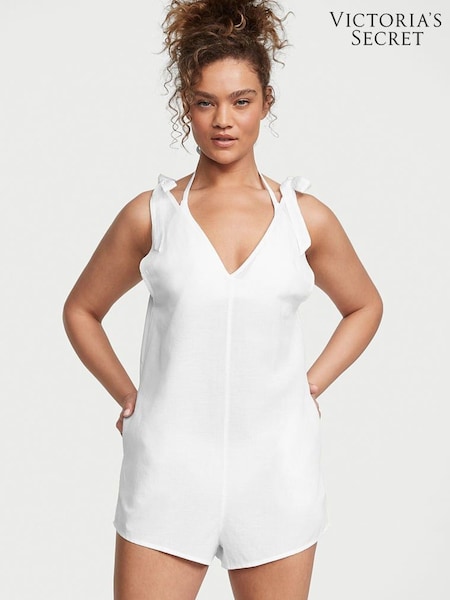 Victoria's Secret White Linen Playsuit Cover Up (K35400) | £22