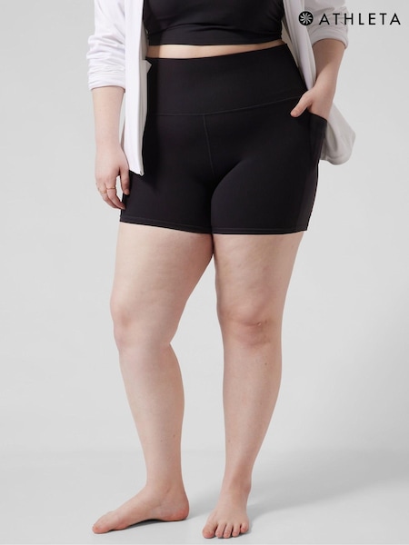 Athleta Black Short Length Salutation High Waisted Pocket Cycling Shorts (K41870) | £40