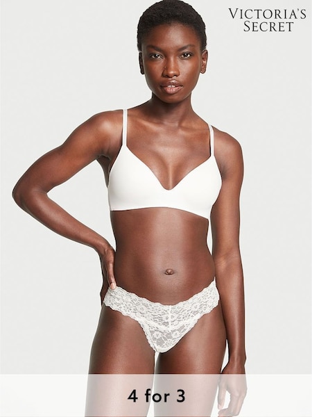 Victoria's Secret Coconut White Posey Lace Thong Knickers (K42757) | £9