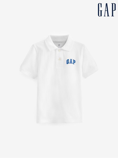 Gap White Logo Short Sleeve Polo Shirt (4-13yrs) (K45037) | £4