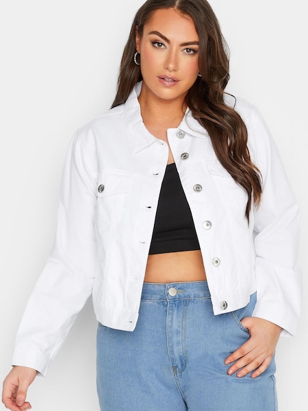 Yours Curve White Classic Denim Jacket (K47513) | £3