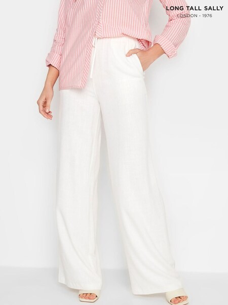 Long Tall Sally White Wide Leg Trouser Contains Linen (K53142) | £11