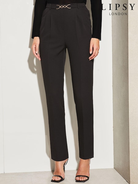 Lipsy Black Tailored Trim Detail Slim Leg Trousers (K62056) | £8