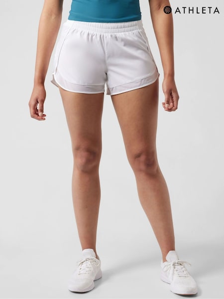 Athleta White Mesh Mid Rise 4" Pocket Running Shorts (K63514) | £45