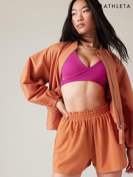 Athleta Yellow Alicia Keys Enlighten Up Linen-Blend Bomber Jacket (K63516) | £18