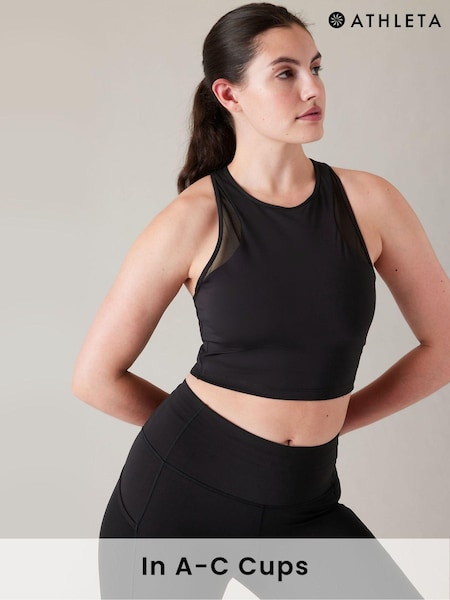Athleta Black Conscious Mesh Crop Medium Impact Sports Bra (K64014) | £15