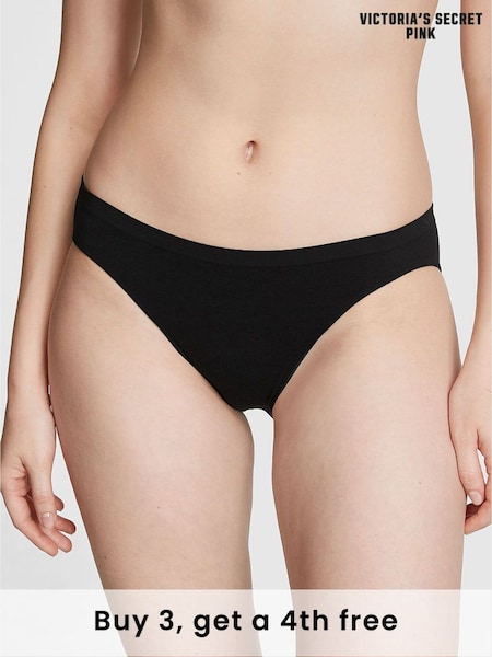 Victoria's Secret PINK Pure Black Seamless Bikini Knickers (K66169) | £9