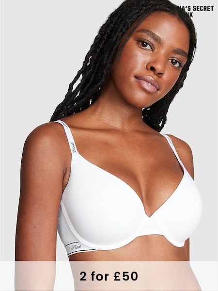 Victoria's Secret PINK White Logo Push Up Push Up Bra (K66177) | £29