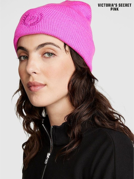 Victoria's Secret PINK Pink Berry Rib Beanie Hat (K68650) | £16