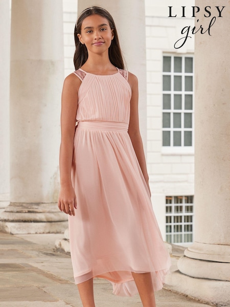 Lipsy Pink Embellished Strap Midi Occasion Dress (K69263) | £50 - £58