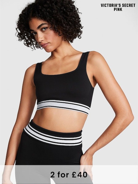 Victoria's Secret PINK Pure Black Seamless Sports Bra (K70605) | £25
