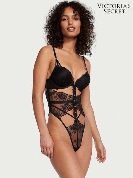 Victoria's Secret Black Bombshell Eyelet Lace Bodysuit (K70633) | £85
