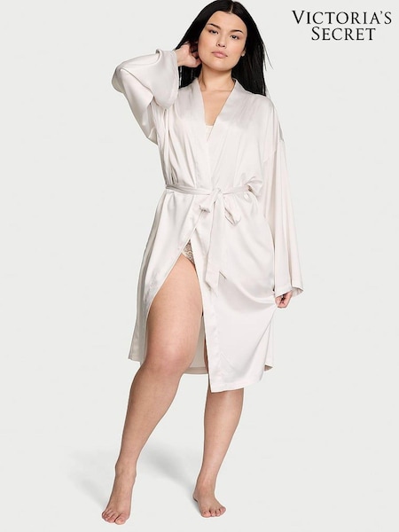 Victoria's Secret Coconut White Bridal Satin Midi Robe (K70663) | £59