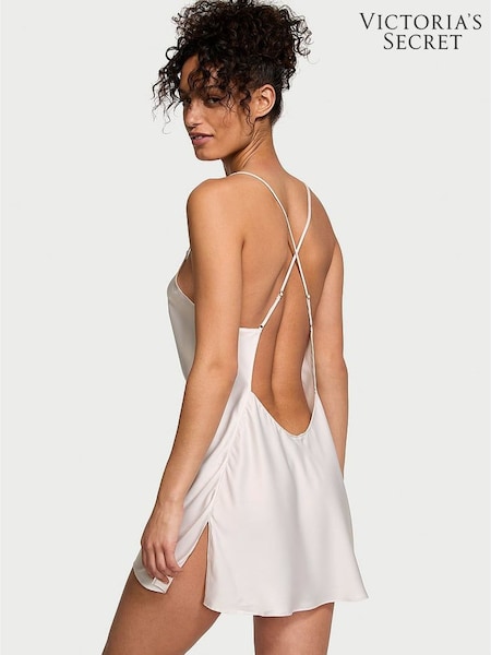 Victoria's Secret Coconut White Mini Satin Open Back Slip (K70664) | £59