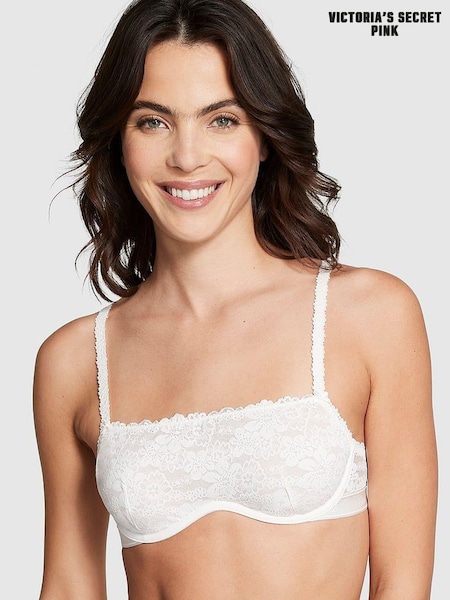 Victoria's Secret PINK Coconut White Unlined Demi Lace Bra (K71921) | £29