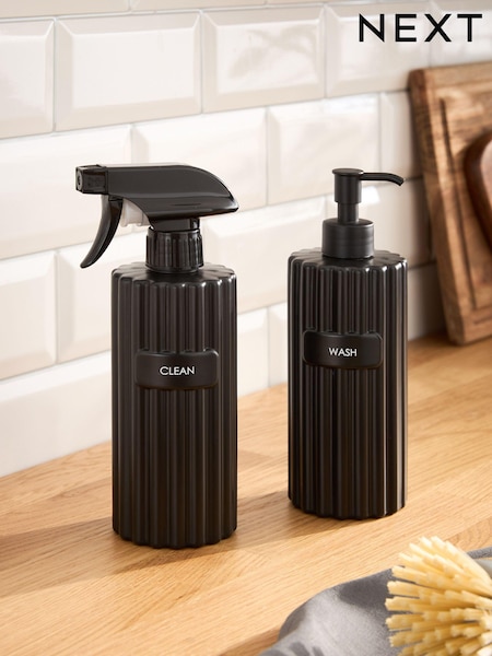 Set of 2 Black Reusable Rib Cleaning Bottles (K72087) | £10