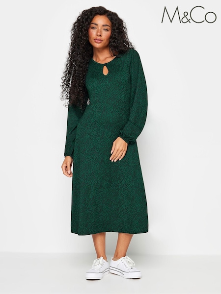 M&Co Green Petite 3/4 Long Sleeve Dress (K72263) | £34