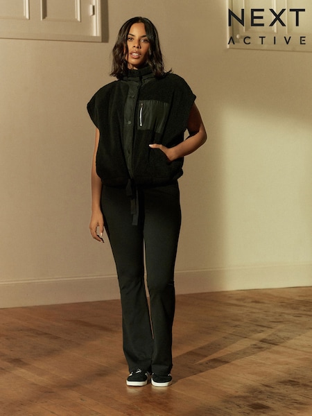 Black Active Wrap Waist Flared Leggings (K72585) | £28