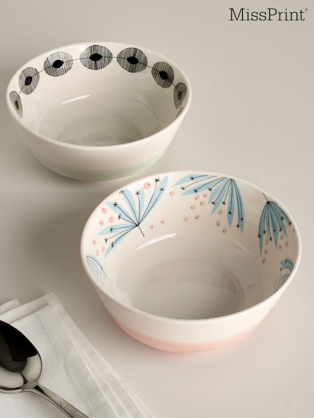 MissPrint Set of 2 Multi Wildflower Side Plates & 2 Cereal Bowls (K73031) | £48