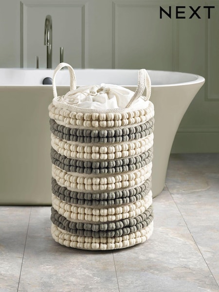 Sage Green Bobble Laundry Basket (K73321) | £38