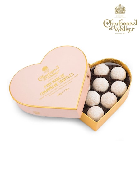 Charbonnel et Walker 200g Pink Marc de Champagne Chocolate Truffles Heart (K73362) | £28