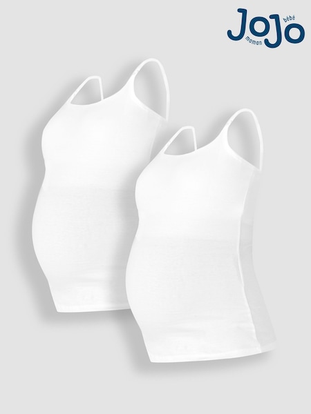 JoJo Maman Bébé White 2-Pack Maternity & Nursing Vest Tops (K73931) | £27