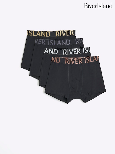 River Island Black Multipack of 4 Regular Fit Trunk (K74133) | £25