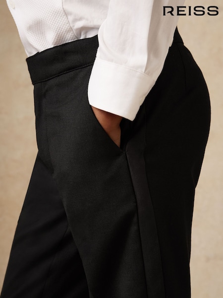 Reiss Black Knightsbridge T 9-13 yrs Tuxedo Satin Stripe Trousers (K74345) | £44