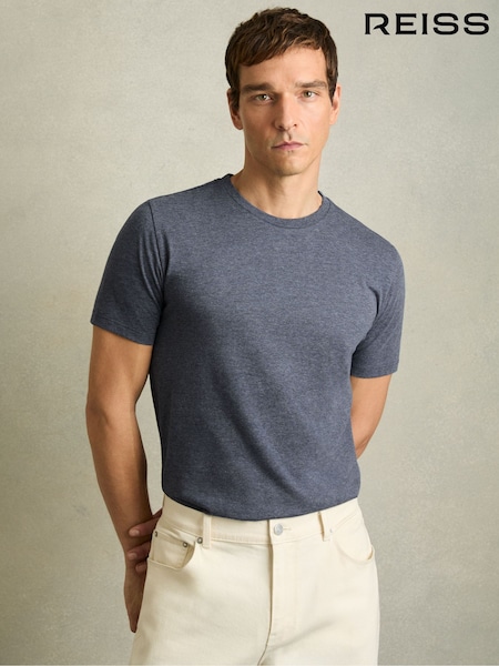 Reiss Airforce Blue Melange Bless Crew Neck T-Shirt (K74410) | £28