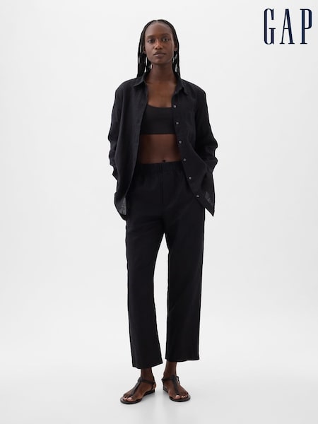 Gap Black 100% Linen Long Sleeve Oversized Shirt (K75018) | £42