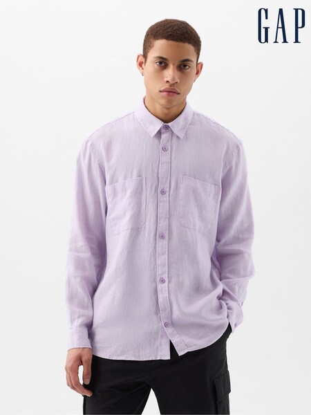 Gap Purple Linen Blend Long Sleeve Shirt (K75218) | £13
