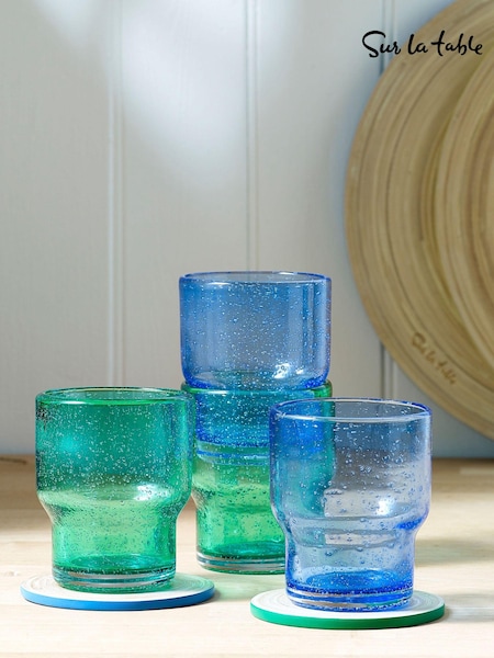 Sur La Table Set of 4 Green Colour Me Happy Glass Tumblers (K75678) | £40