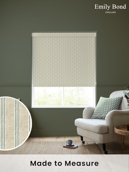 Emily Bond Fern Green George Stripe Made To Measure Roller Blind (K75718) | £58