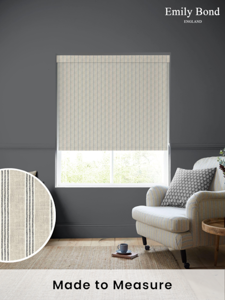 Emily Bond Charcoal Grey George Stripe Made To Measure Roller Blind (K75719) | £58