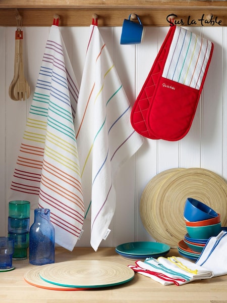 Sur La Table Set of 2 Colour Me Happy 100% Cotton Double Oven Glove Tea Towels (K75742) | £42