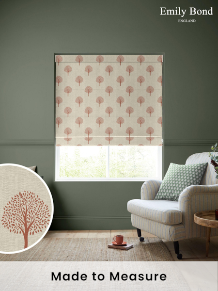 Emily Bond Rust Orange Yew Tree Made to Measure 100% Cotton Roman Blinds (K75782) | £79
