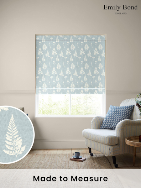 Emily Bond Duck Egg Blue Tynesfield Made to Measure 100% Cotton Roman Blinds (K75801) | £79