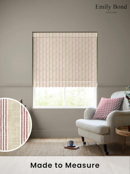 Emily Bond Red George Printed Stripe 100% Cotton Made to Measure Roman Blind (K75805) | £79