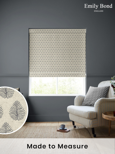 Emily Bond Charcoal Grey Jaipur Made to Measure 100% Cotton Roman Blinds (K75816) | £79
