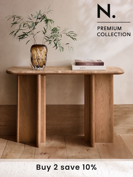Natural N. Premium Aviano Oak and Oak Veneer Marble Console Table (K75858) | £499
