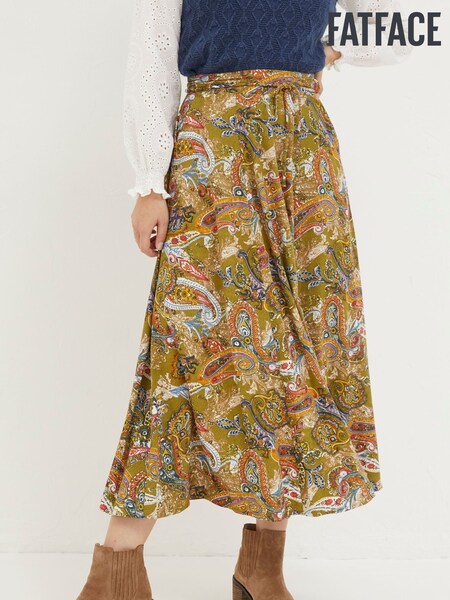 FatFace Amelie Green Prairie Paisley Midi Skirt (K76061) | £49.50