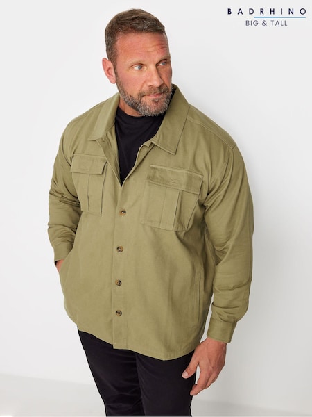 BadRhino Big & Tall Green Cotton Twill 100% Cotton Overshirt (K76495) | £36