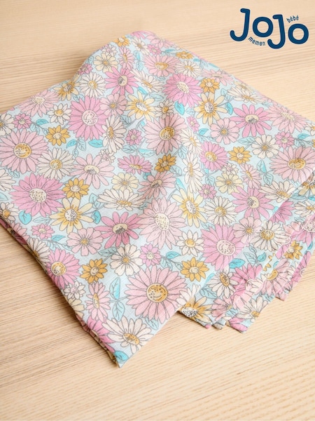 JoJo Maman Bébé Blue Floral Extra Large Muslin (K76928) | £14