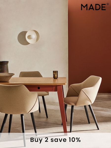 MADE.COM Set of 2 Ecru Marl and Black Legs Lule Arm Dining Chairs (K76966) | £329