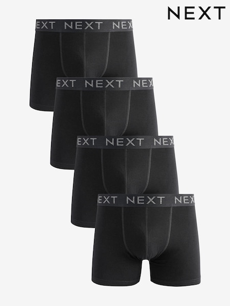 Black Cotton Rich Trunk Boxers 4 Pack (K77270) | £22