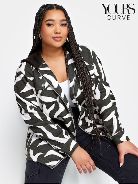 Yours Curve Black Yours Curve Zebra Print Hoodie (K77670) | £34