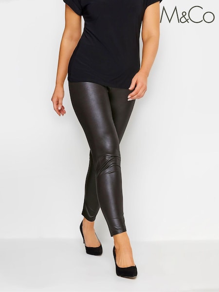 M&Co Black Wet Look Leggings (K77739) | £24