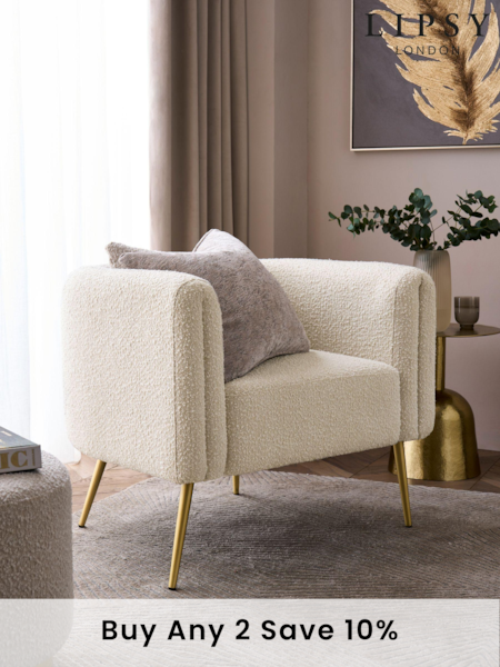 Lipsy Off White Snug Boucle Poppy Accent Chair (K78727) | £375