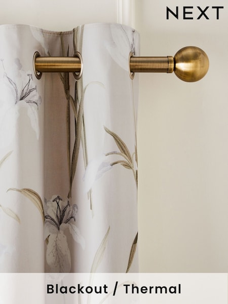 Natural Lily Floral Eyelet Blackout/Thermal Curtains (K78734) | £50 - £110